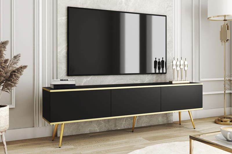 Edson TV-bænk 175 cm - Sort - Møbler - TV borde & mediemøbler - TV-borde