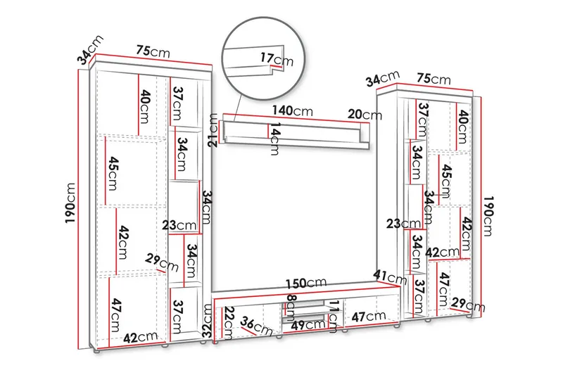 Eirwen TV-møbelsæt - Hvid - Møbler - TV borde & mediemøbler - Tv-møbelsæt