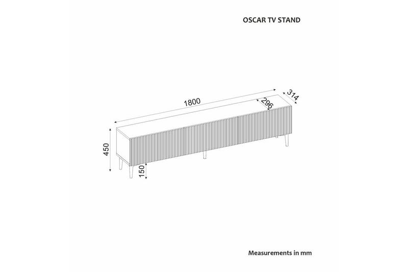 Elith TV-bænk 180 cm - Antracit - Møbler - TV borde & mediemøbler - TV-borde