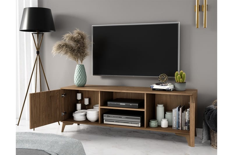Entsian Gulvstående Tv-bord 150 cm med Opbevaring i Eg - Brun - Møbler - TV borde & mediemøbler - TV-borde