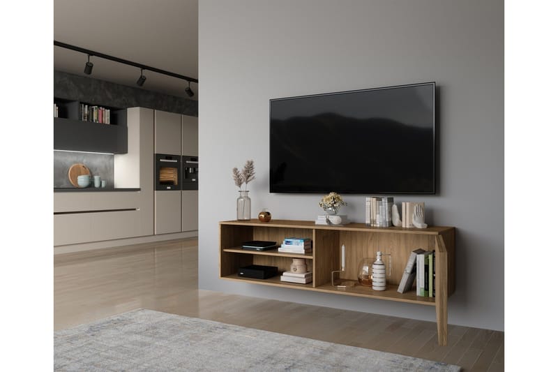Entsian Vægophængt Tv-bænk 40 cm med Opbevaring i Eg - Brun - Møbler - TV borde & mediemøbler - TV-borde