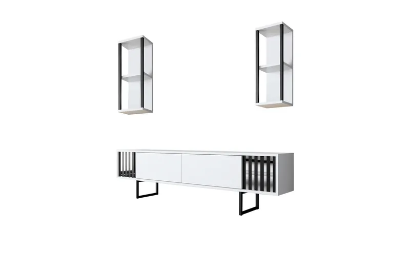 Erdem Tv-bænk 180 cm, Hvid/Sort