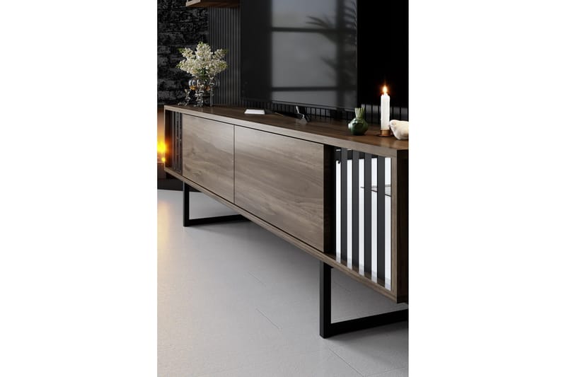 Erdem Tv-bænk 180 cm - Valnød/Sort - Møbler - TV borde & mediemøbler - TV-borde