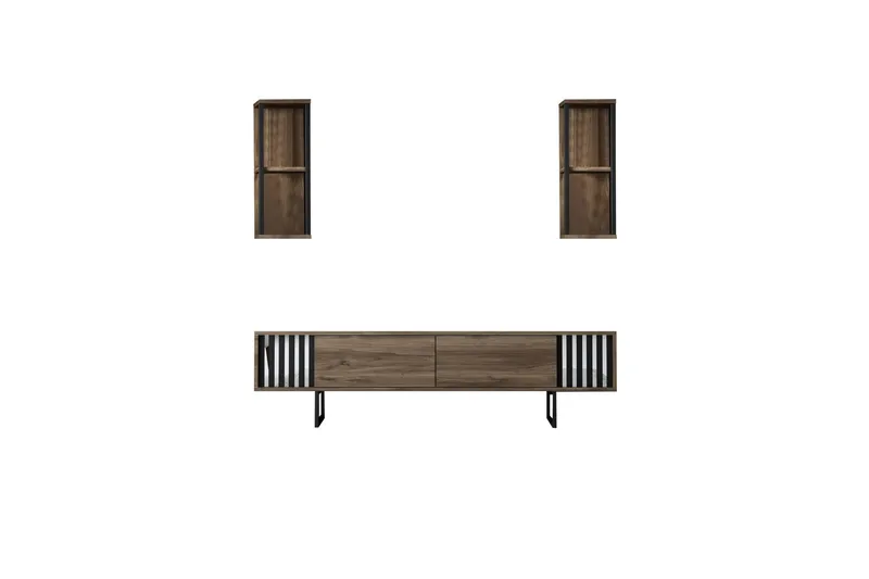 Erdem Tv-bænk 180 cm, Valnød/Sort