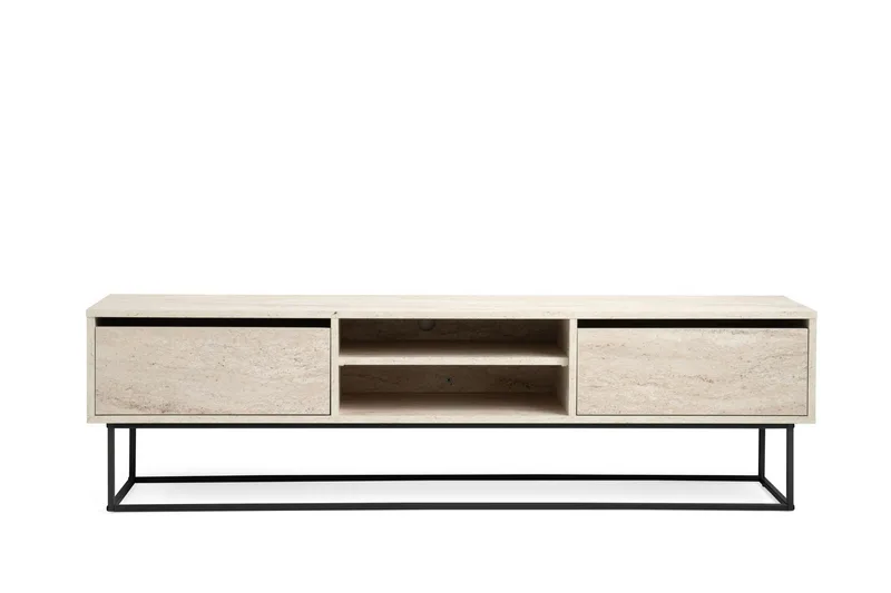 Escape Tv-bord 180 cm med Opbevaring i Træ, Lysebeige med Metalstel