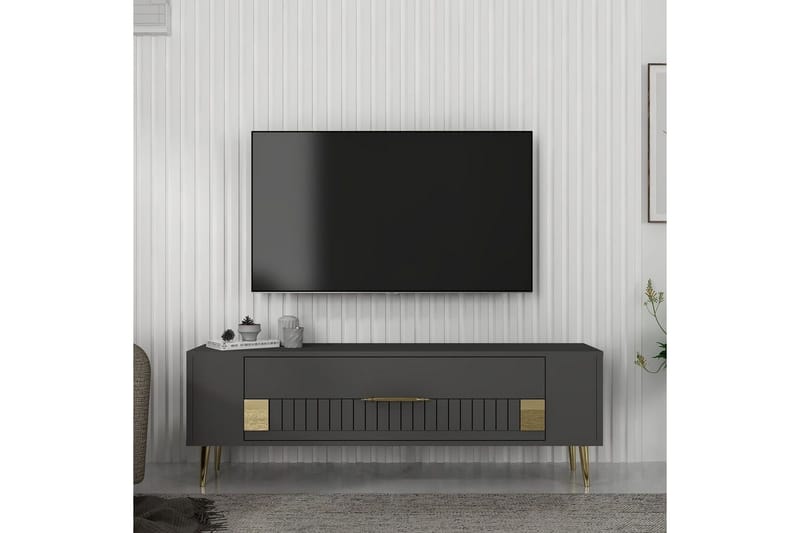 Estel TV-bænk 120 cm - Antracit/Guld - Møbler - TV borde & mediemøbler - TV-borde