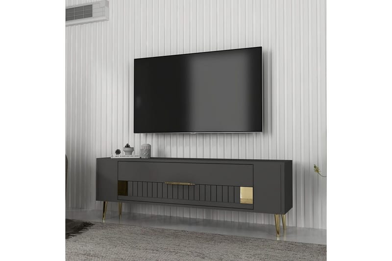 Estel TV-bænk 120 cm - Antracit/Guld - Møbler - TV borde & mediemøbler - TV-borde