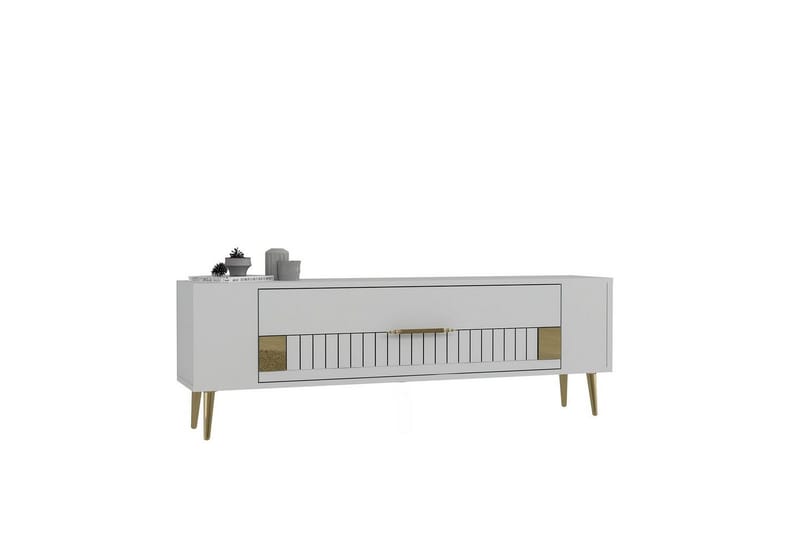 Estel TV-bænk 120 cm, Hvid/Guld