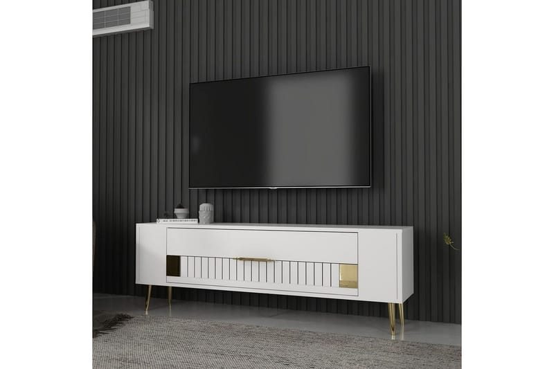 Estel TV-bænk 120 cm - Hvid/Guld - Møbler - TV borde & mediemøbler - TV-borde