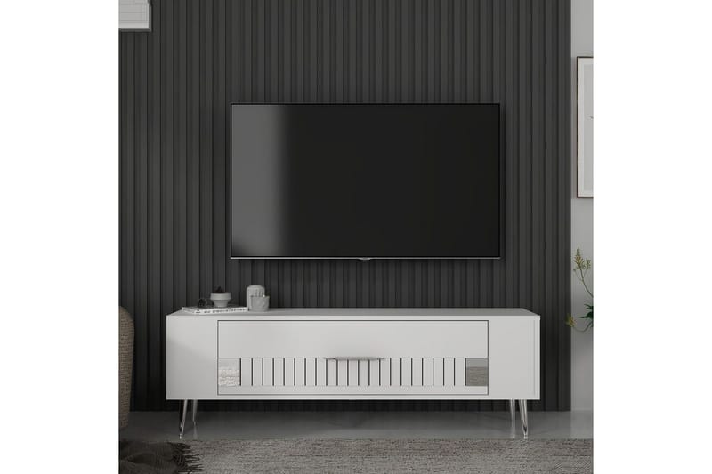 Estel TV-bænk 120 cm - Hvid/Sølv - Møbler - TV borde & mediemøbler - TV-borde