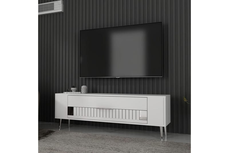 Estel TV-bænk 120 cm - Hvid/Sølv - Møbler - TV borde & mediemøbler - TV-borde