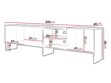 Falkor Tv-bord 200 cm i Lyst Træ - Beige - Møbler - TV borde & mediemøbler - TV-borde