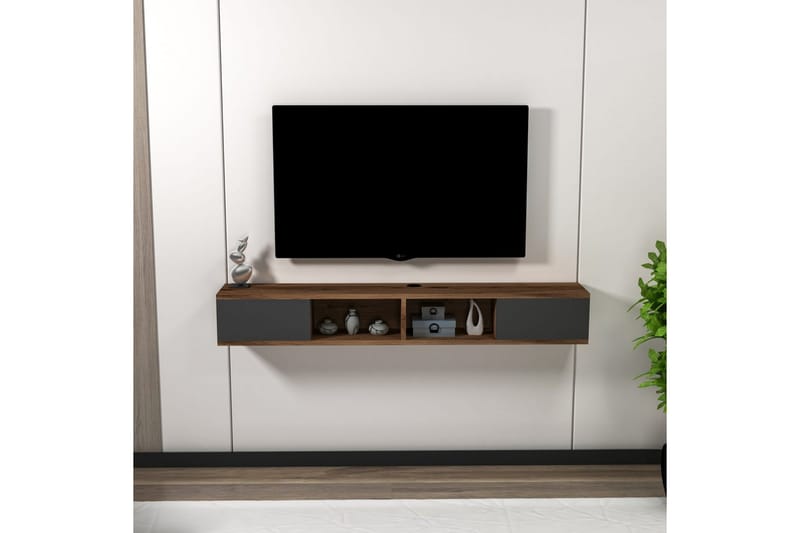 Faval TV-bænk 140 cm - Valnød/Antracit - Møbler - TV borde & mediemøbler - TV-borde