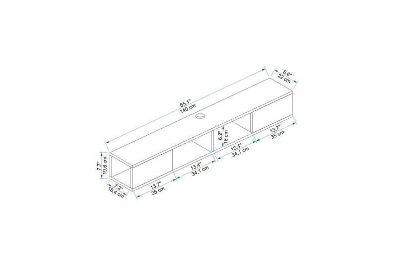 Faval TV-bænk 140 cm - Valnød/Antracit - Møbler - TV borde & mediemøbler - TV-borde
