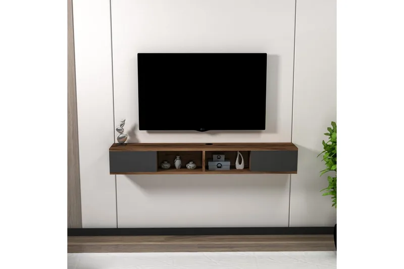 Faval TV-bænk 140 cm - Valnød/Antracit - Møbler - TV borde & mediemøbler - TV-borde
