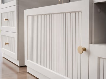 Fayric Gulvstående Tv-bænk 180 cm med Opbevaring i Malet Træ - Beige - Møbler - TV borde & mediemøbler - TV-borde