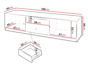 Fayric Gulvstående Tv-bænk 180 cm med Opbevaring i Malet Træ - Beige - Møbler - TV borde & mediemøbler - TV-borde