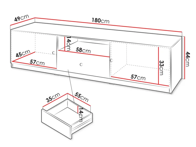 Fayric Gulvstående Tv-bænk 180 cm med Opbevaring i Malet Træ - Beige - Møbler - TV borde & mediemøbler - TV-borde