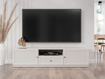 Fayric Gulvstående Tv-bænk 180 cm med Opbevaring i Malet Træ - Beige - Møbler - TV borde & mediemøbler - TV-borde
