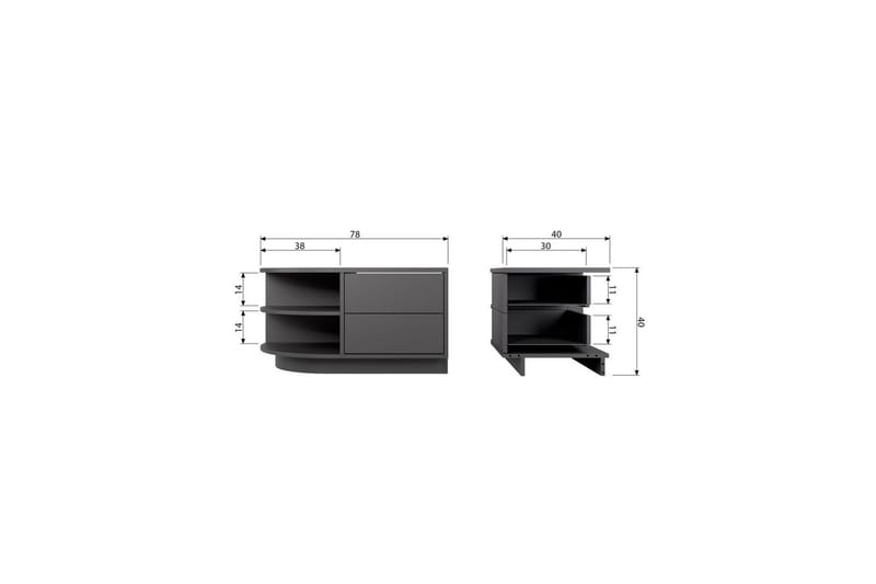 Finca Gulvstående TV-bord Venstre 78 cm med Opbevaring i Fyr - Sort - Møbler - TV borde & mediemøbler - TV-borde
