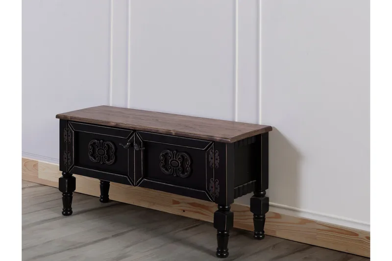 Flor Fritstående Tv-bord 100 cm med Opbevaring i Malet Træ - Sort - Møbler - TV borde & mediemøbler - TV-borde