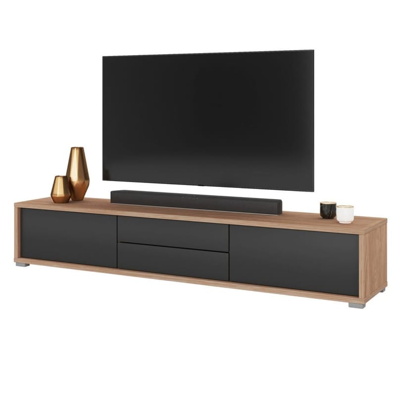 Flydende TV-stander Frida 2 Klapper med 2 Skuffer Op - Antracit - Møbler - TV borde & mediemøbler - TV-borde