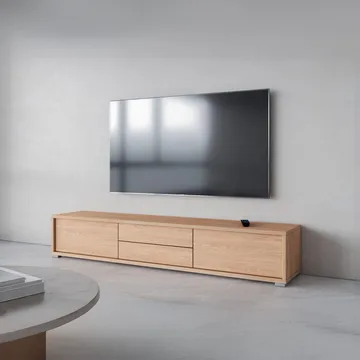Flydende TV-stander Frida 2 Klapper med 2 Skuffer Op - Oliebehandlet eg - Møbler - TV borde & mediemøbler - TV-borde