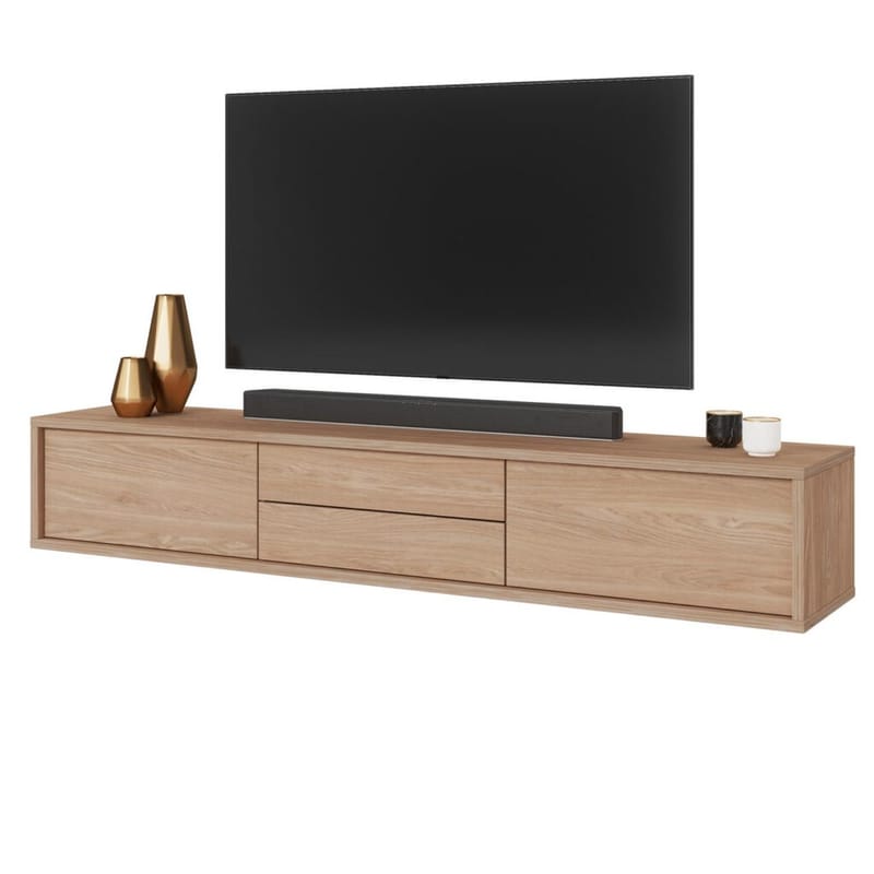 Flydende TV-stander Frida 2 Klapper med 2 Skuffer Op - Oliebehandlet eg - Møbler - TV borde & mediemøbler - TV-borde