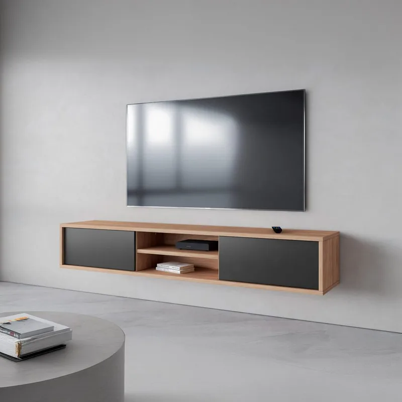 Flydende TV-stander Frida 2 Klapper Op - Antracit - Møbler - TV borde & mediemøbler - TV-borde