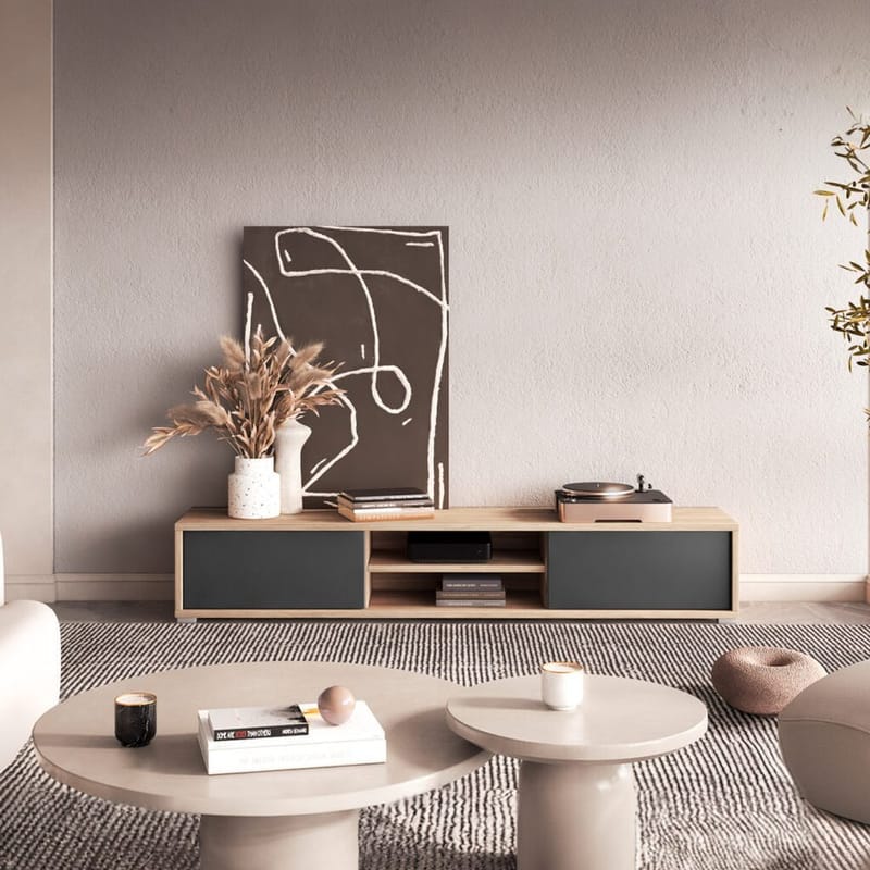 Flydende TV-stander Frida 2 Klapper Op - Antracit - Møbler - TV borde & mediemøbler - TV-borde