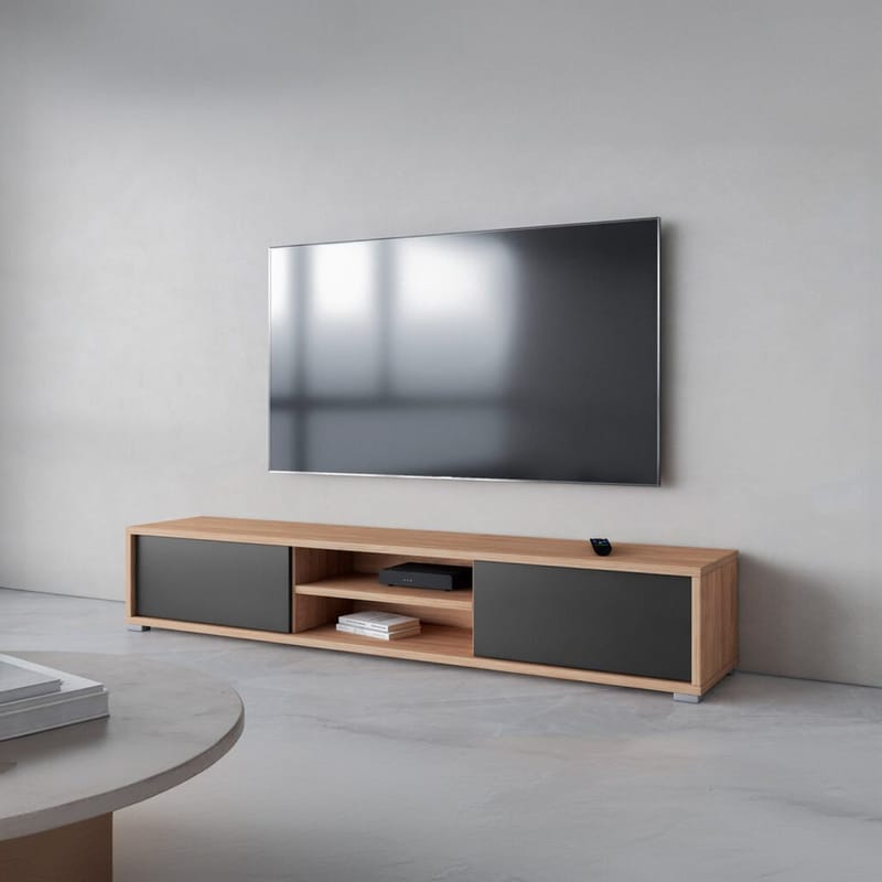 Flydende TV-stander Frida 2 Klapper Op - Antracit - Møbler - TV borde & mediemøbler - TV-borde