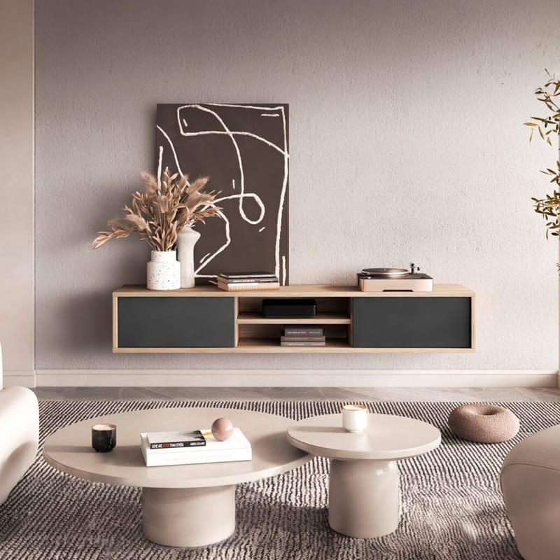 Flydende TV-stander Frida 2 Klapper Op - Antracit - Møbler - TV borde & mediemøbler - TV-borde