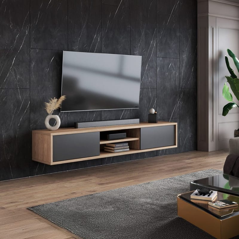 Flydende TV-stander Frida 2 Klapper Op - Antracit - Møbler - TV borde & mediemøbler - TV-borde