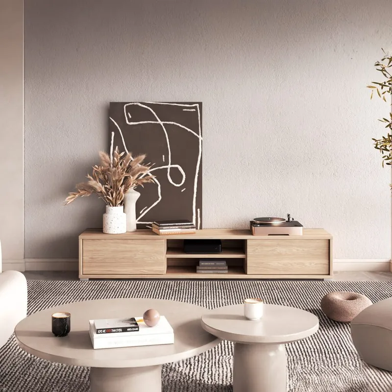 Flydende TV-stander Frida 2 Klapper Op - Oliebehandlet eg - Møbler - TV borde & mediemøbler - TV-borde