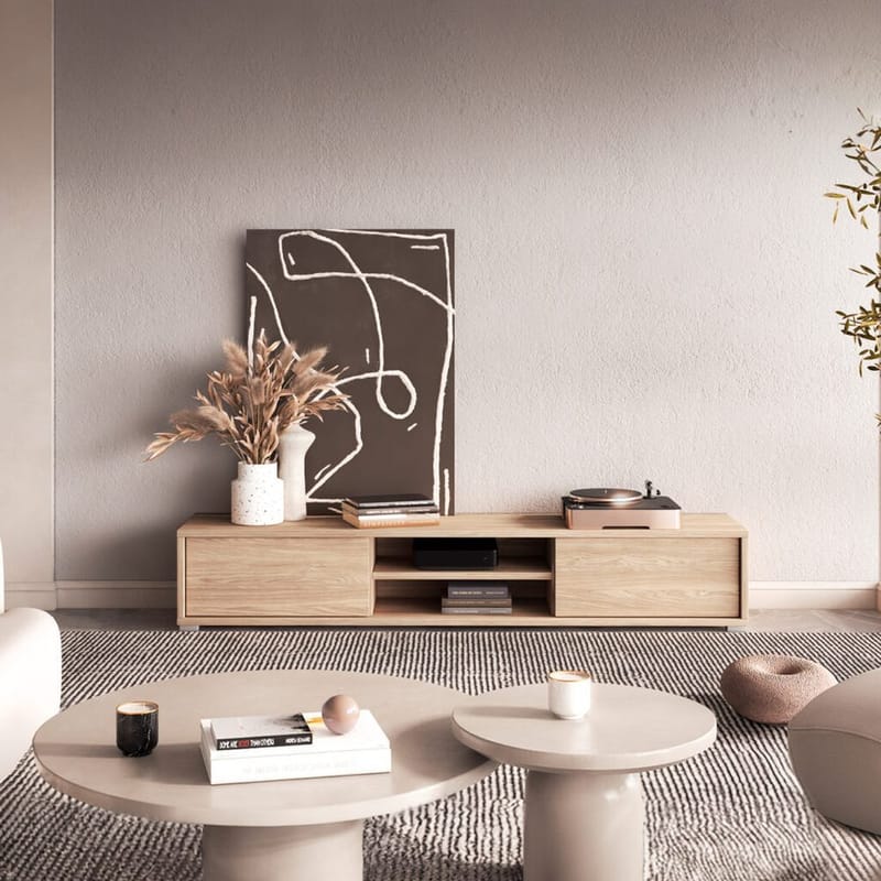 Flydende TV-stander Frida 2 Klapper Op - Oliebehandlet eg - Møbler - TV borde & mediemøbler - TV-borde