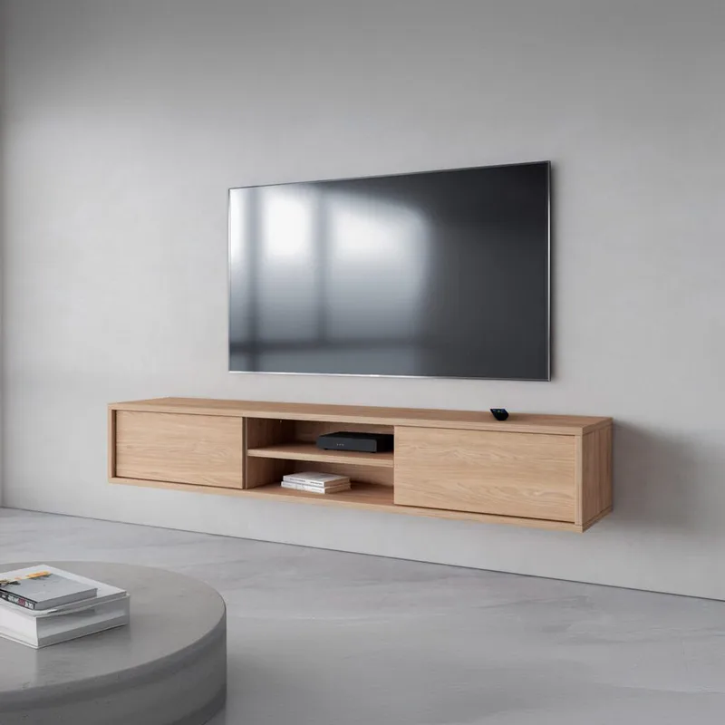 Flydende TV-stander Frida 2 Klapper Op - Oliebehandlet eg - Møbler - TV borde & mediemøbler - TV-borde