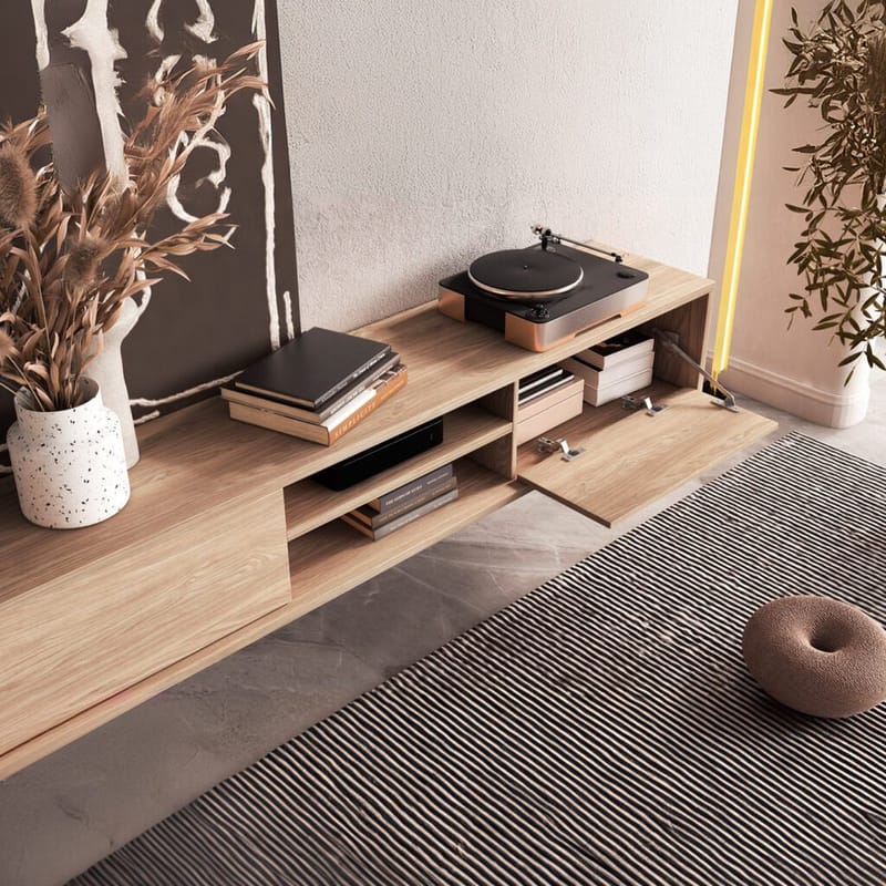 Flydende TV-stander Frida 2 Klapper Op - Oliebehandlet eg - Møbler - TV borde & mediemøbler - TV-borde