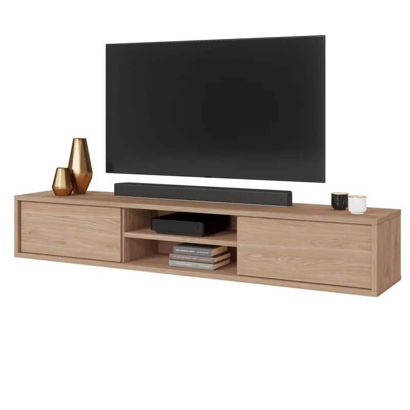 Flydende TV-stander Frida 2 Klapper Op - Oliebehandlet eg - Møbler - TV borde & mediemøbler - TV-borde