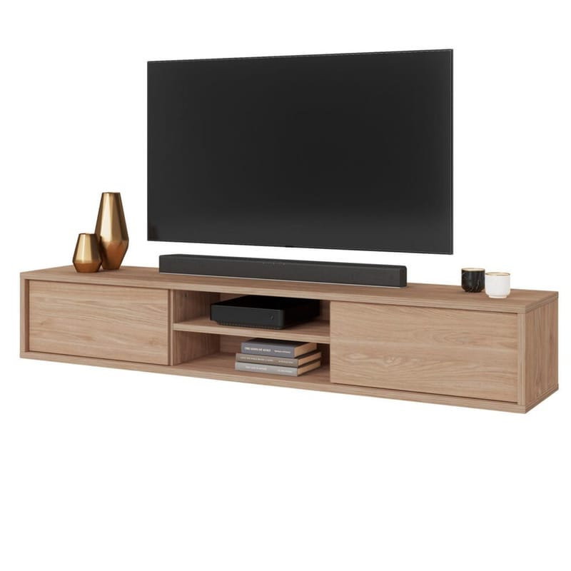 Flydende TV-stander Frida 2 Klapper Op - Oliebehandlet eg - Møbler - TV borde & mediemøbler - TV-borde