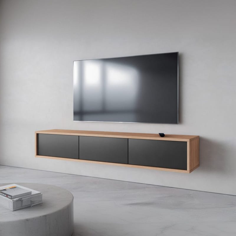 Flydende TV-stander Frida 3 Klapper Op - Antracit - Møbler - TV borde & mediemøbler - TV-borde