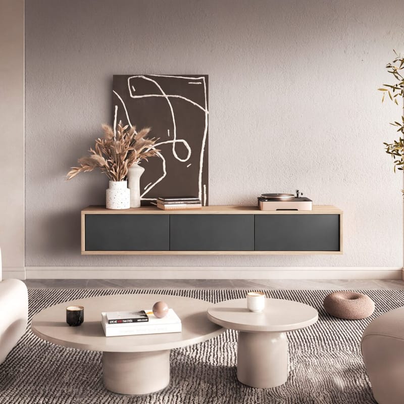 Flydende TV-stander Frida 3 Klapper Op - Antracit - Møbler - TV borde & mediemøbler - TV-borde