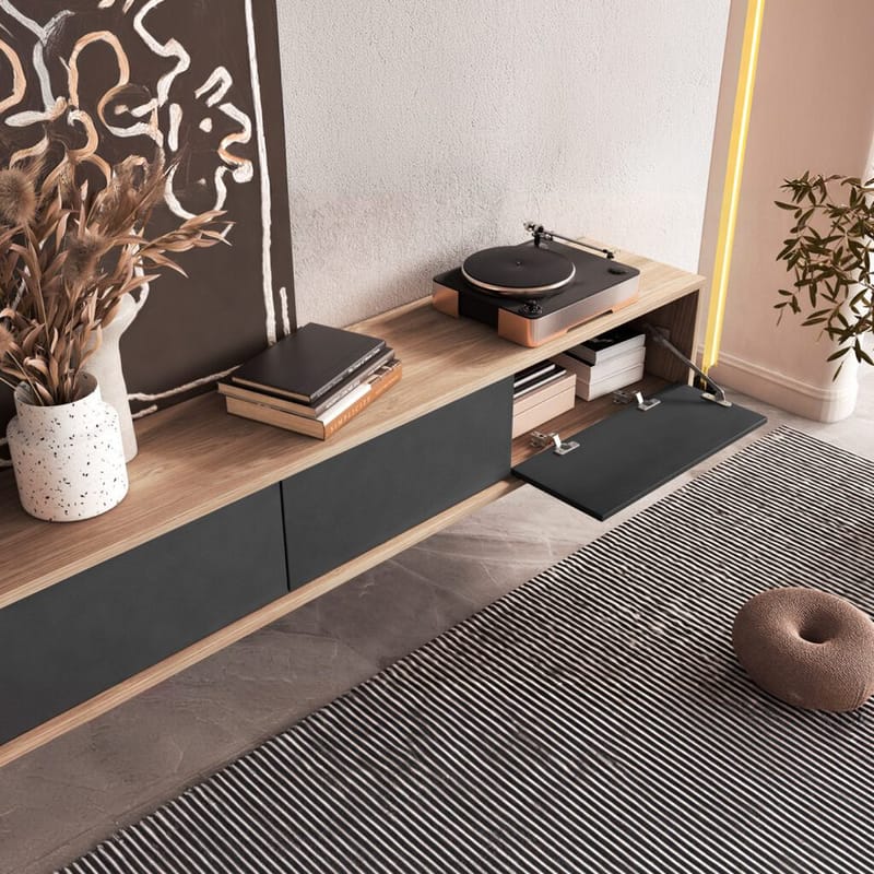 Flydende TV-stander Frida 3 Klapper Op - Antracit - Møbler - TV borde & mediemøbler - TV-borde