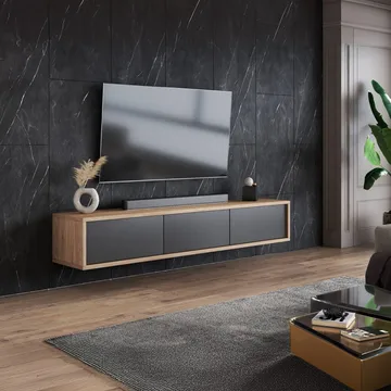 Flydende TV-stander Frida 3 Klapper Op - Antracit - Møbler - TV borde & mediemøbler - TV-borde