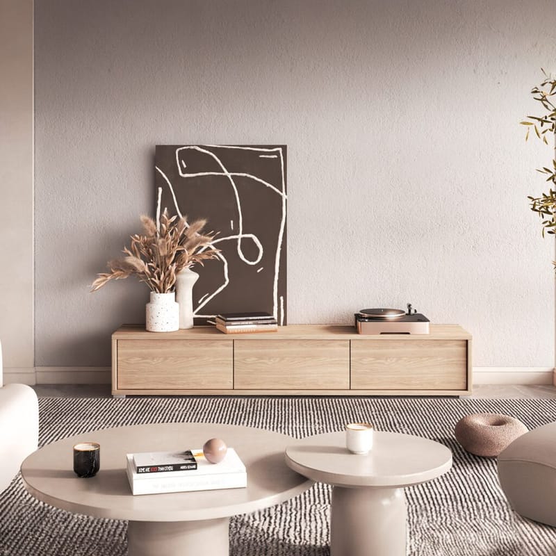 Flydende TV-stander Frida 3 Klapper Op - Oliebehandlet eg - Møbler - TV borde & mediemøbler - TV-borde