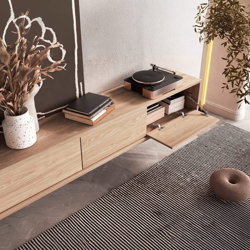 Flydende TV-stander Frida 3 Klapper Op - Oliebehandlet eg - Møbler - TV borde & mediemøbler - TV-borde