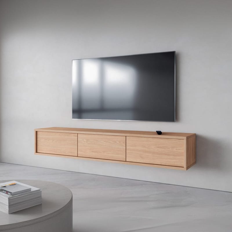 Flydende TV-stander Frida 3 Klapper Op - Oliebehandlet eg - Møbler - TV borde & mediemøbler - TV-borde