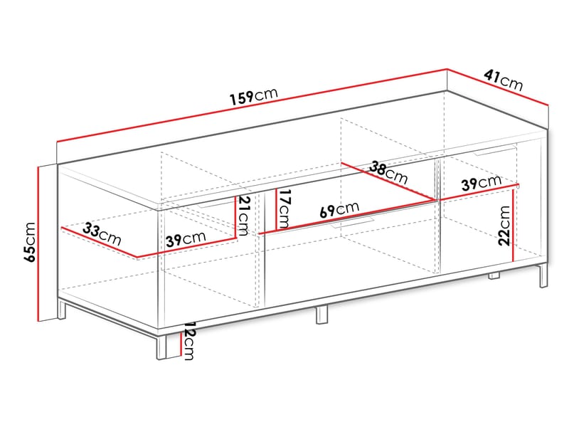 Fonti Gulvstående TV-bænk 159 cm i Trælook - Brun - Møbler - TV borde & mediemøbler - TV-borde