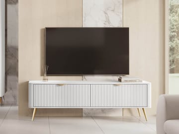 Forba Rektangulær Tv-bænk 164 cm med Opbevaring i Malet Træ - Hvid - Møbler - TV borde & mediemøbler - TV-borde