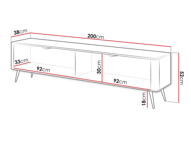 Forba TV-bænk 200 cm - hvid - Møbler - TV borde & mediemøbler - TV-borde