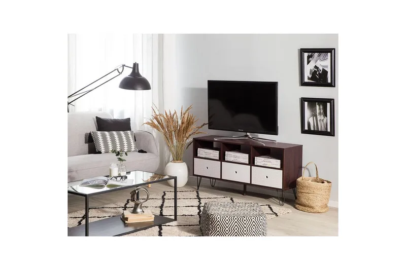 Foston Fritstående TV-bord 120 cm med Opbevaring i Mørkt Træ - Brun - Møbler - TV borde & mediemøbler - TV-borde